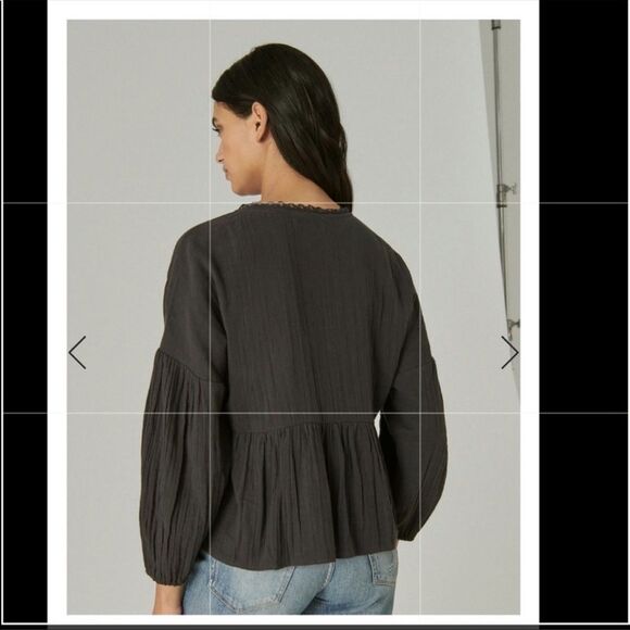 Lucky brand long sleeve crochet top size M - Picture 10 of 10